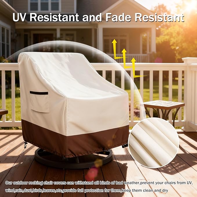 Waterproof 2 Pack Outdoor Swivel Chair Cover for Patio Chair Size Up to 33" W x 35" D x 36" H inch,Outdoor Lawn Patio Furniture Covers (Beige)