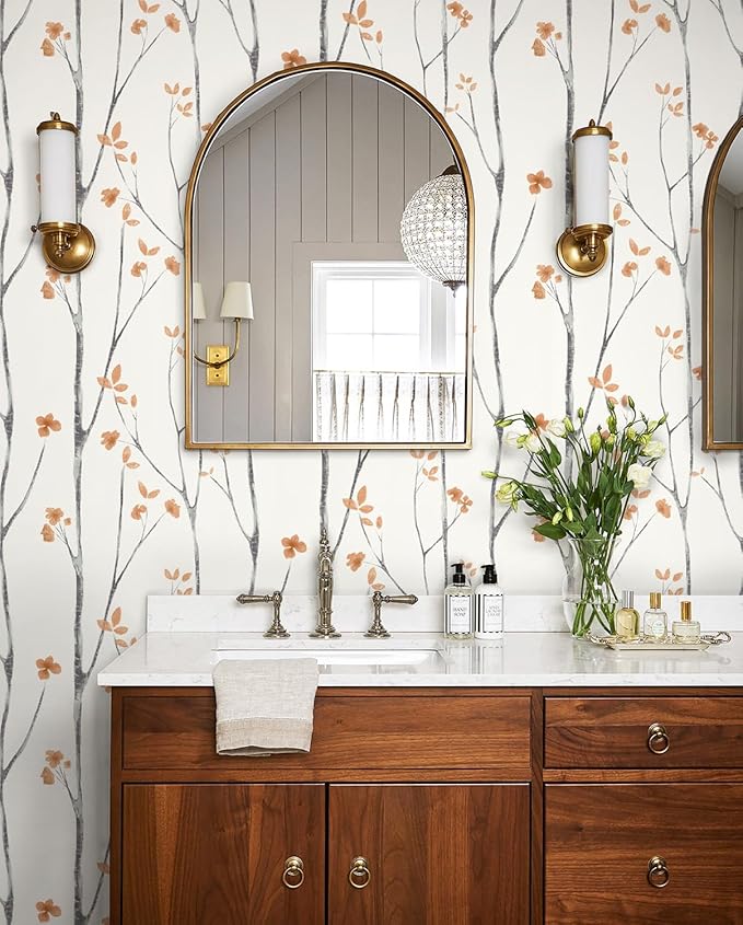 Timeet Peel and Stick Wallpaper Boho Floral Wallpaper Tree ContactPaper