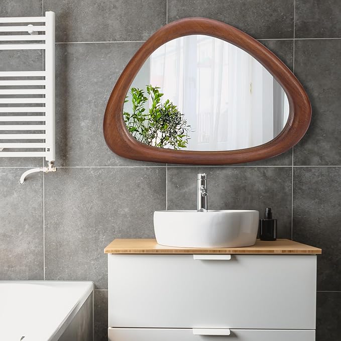 MAGFLERUM Irregular Wall Mirror, 30 * 20 inch Asymmetrical Wood Mirrors