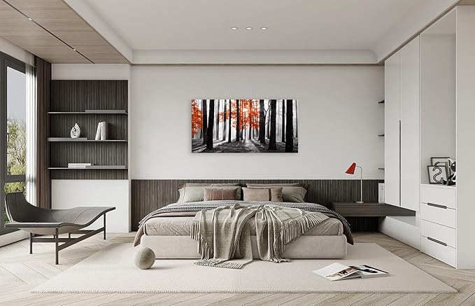 Cao Gen Decor Art S06650 Wall Art Canvas Painting Red Tree in Black and White