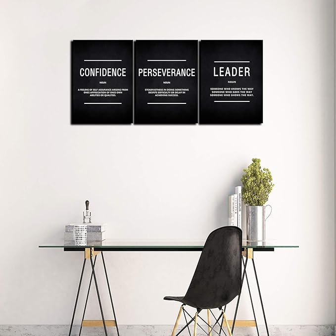 HUADO Motivational Canvas Wall Art, Leader Confidence Perseverance Office Wall