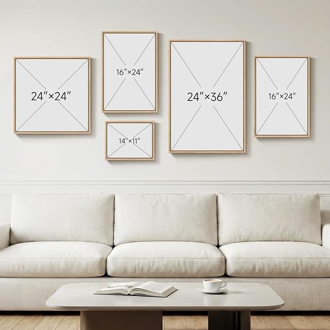 Large Framed Matisse Wall Art Set of 5, Neutral Beige Abstract Geometric