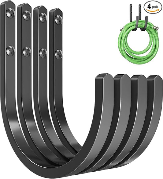 Garden Hose Holder Wall Mount - Aluminum Hose Hanger for Outside, Durable Wall-Mounted Hose Holder for Garden & Outdoor Useï¼4 Hooksï¼