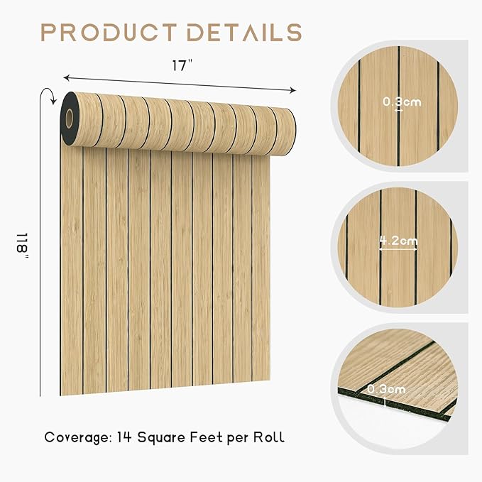VEELIKE Tan Birch Slat Wall Panels Peel and Stick 3D Wood Grain Wall Panel