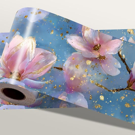Magnolia Flower Wallpaper Border 196x4 Inch Peel and Stick Wall Border Pink