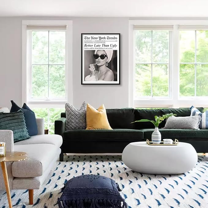 Trendy Newspaper Black Framed Posters Better Late Than Ugly Wall Art Vintage