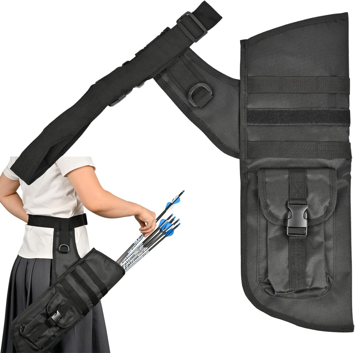 SPG Hip Quivers - Adjustable Molle System Arrow Holder for Compound & Recurve Bows | Ideal for Target Practice