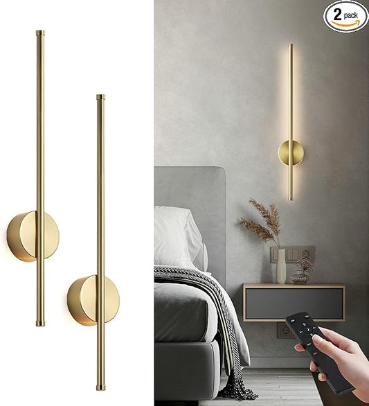 Battery Operated Modern Wall Sconces, Dimmable Wireless Wall Light Set of Two
