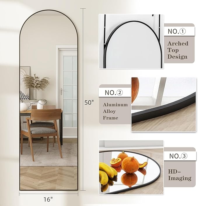 Door Mirror, Arched Full Length Mirror Over The Door, Full Body Mirrors