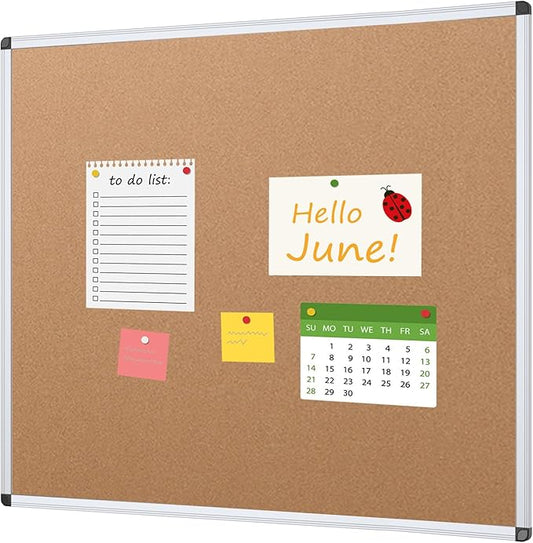 VIZ-PRO Cork Bulletin Board, 48 X 48 Inches, Wall-Mounted Corkboard