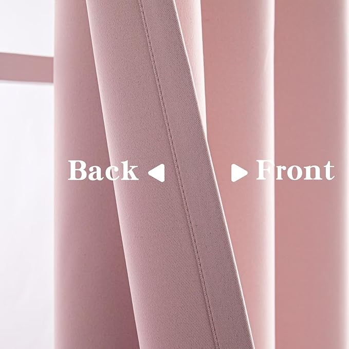 IGEMAEVE Blush Pink Curtains 84 Inch Length 2 Panels Set, Light Filtering