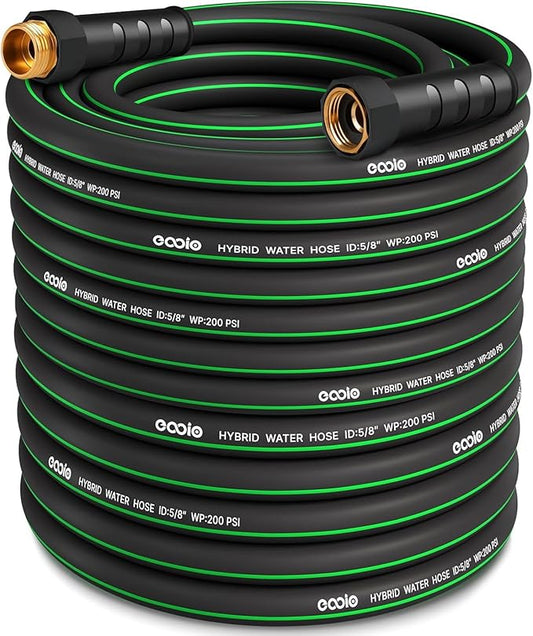 Heavy Duty Garden Hose 100ft, NON-EXPANDABLE Flexible Water Hose, Kink Resistant Lightweight Hybrid Hose, Leakproof Hose Male to Female Fittings