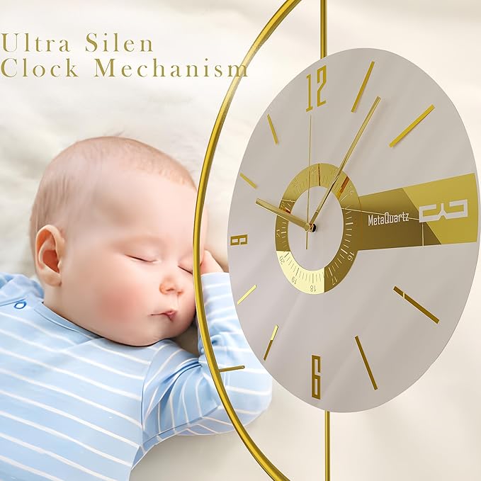 Large Luxury LED Backlit Wall Clock – Pendulum Roman Numeral Metal Ring