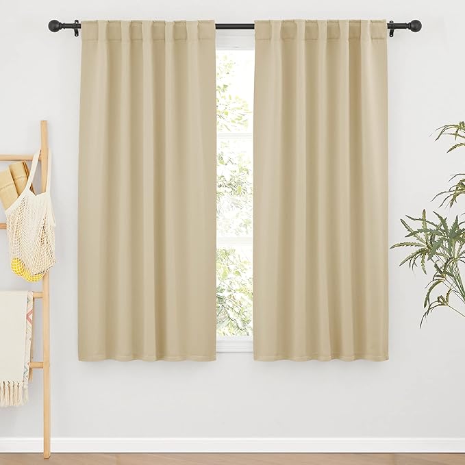 RYB HOME Short Blackout Curtains 63 inches, Solid Heavy Duty Small Window