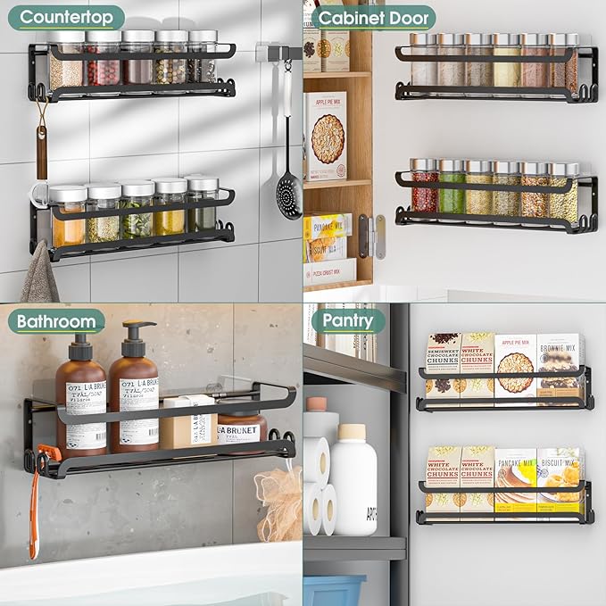 LUCYCAZ 2 Pack Wall Mounted Spice Rack