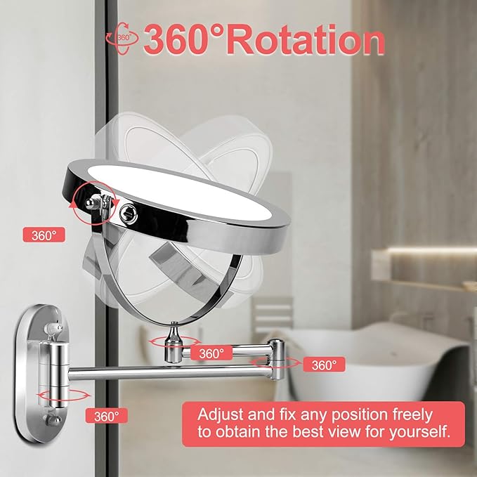 FUNTOUCH 5000mAh Rechargeable Wall Mounted Lighted Makeup Vanity Mirrors