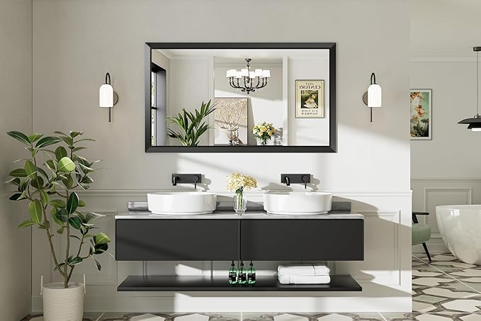 Briivue 55x32 Inch Black Bathroom Mirror