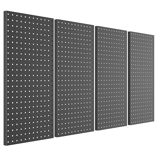 Pegboard Smith Metal Pegboard Panels 12" x 24", 4 Pack Black Wall Mounted Tool