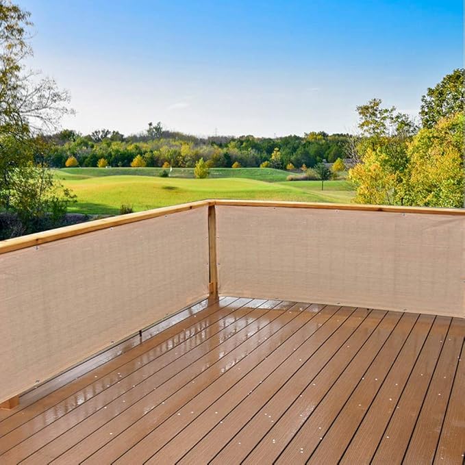 Alion Home© Elegant Privacy Screen for Backyard Deck, Patio, Balcony, Fence, Pool, Porch, Railing. Banha Beige (3' x 26')