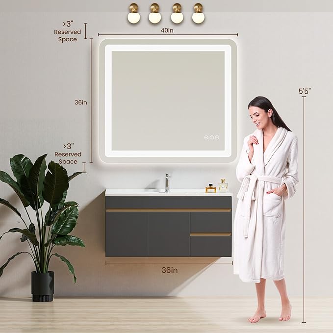 40" x 36" Led Bathroom Mirror