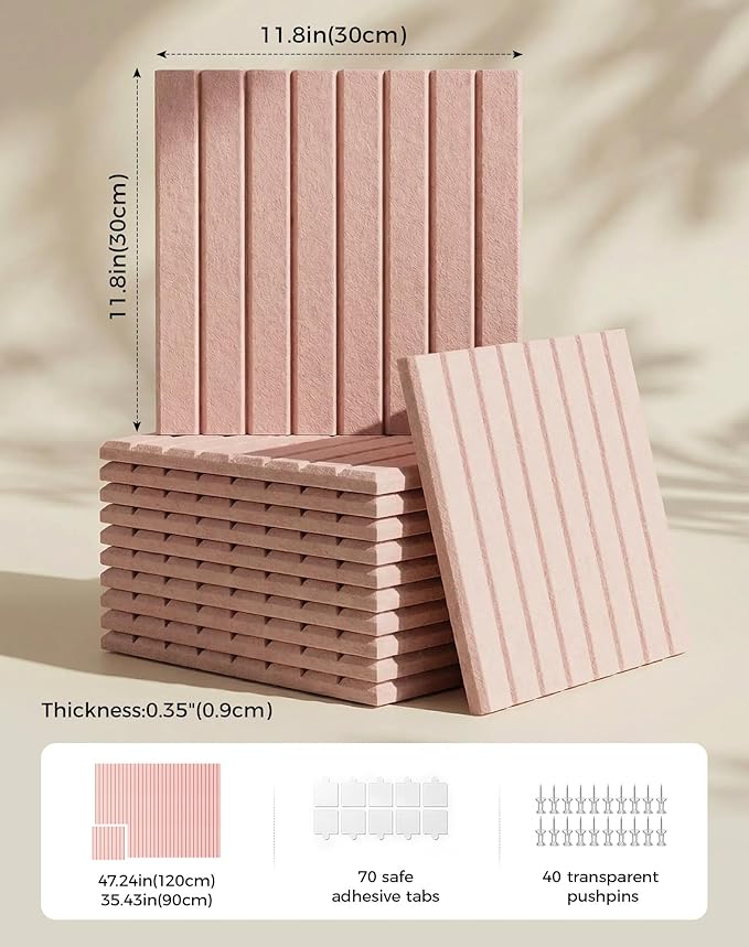 Aothia 12-Pack Felt Bulletin Board Tiles 48"x36", Modular Pin Board