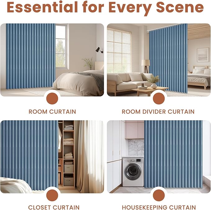 AJAZZ Blackout Accordion Door Curtain 98"x78" Blue