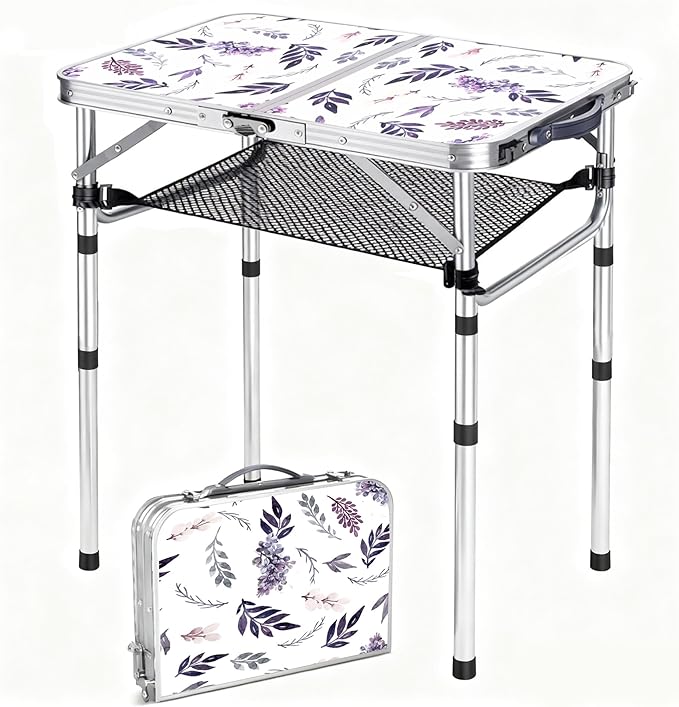 Folding TV Trays Foldable Dinner Tray Table Adjustable Height Food Snack Eating Couch Side Table Sturdy Aluminum Portable Sofa Tray End Table for Outdoor Indoor Camp Pinic Bed Couch Living Room