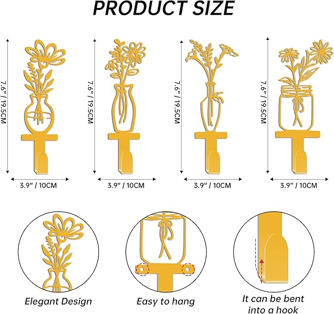Decorative Wall Hooks, Metal Flowers Wall Decor