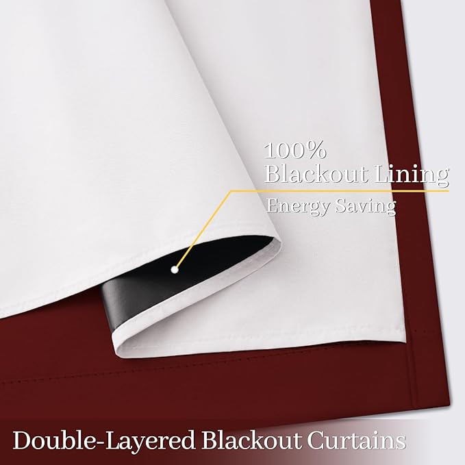 Yakamok 100% Blackout Curtain Panels 63 inches Cold and Light Blocking Drapes