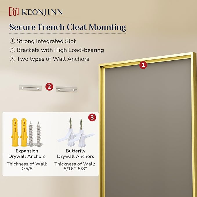 Keonjinn Gold Bathroom Mirror 40" x 30", Tempered Glass