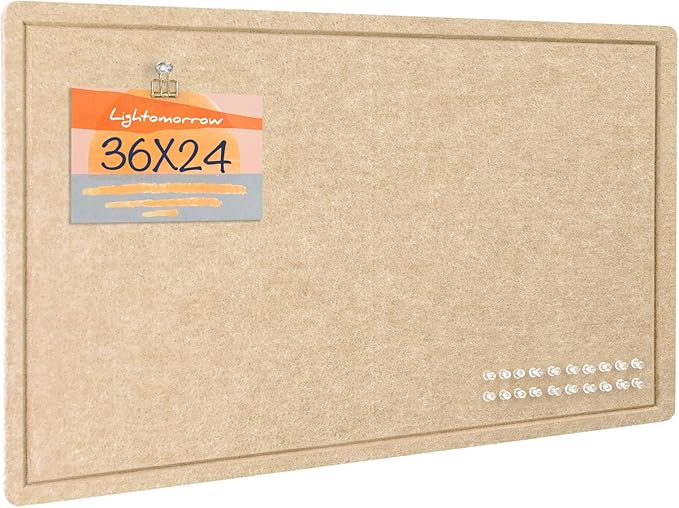 Lightomorrow Bulletin Board, 36 x 24 inches Felt Board