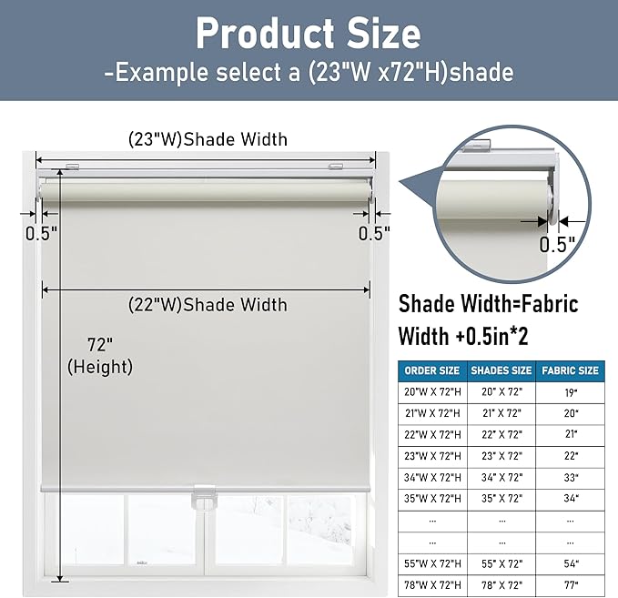 AOSKY Cordless Roller Shades Blackout Blinds