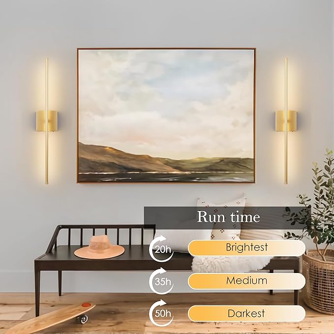 KARTOOSH 28.3 Inch 9 RGB Color Battery Operated Wireless Wall Sconces Set of Two