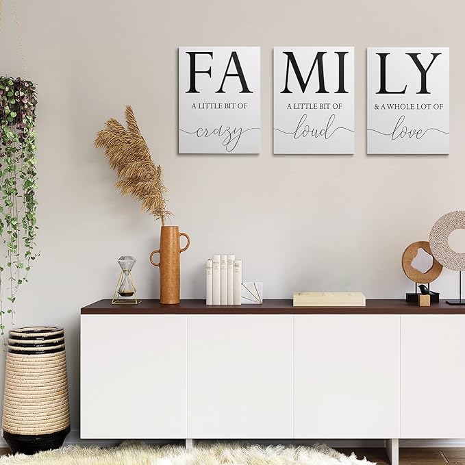 GUBIYU Home Family Wall Decor, Dining Room Kitchen Decor Set of 3 Inspirational