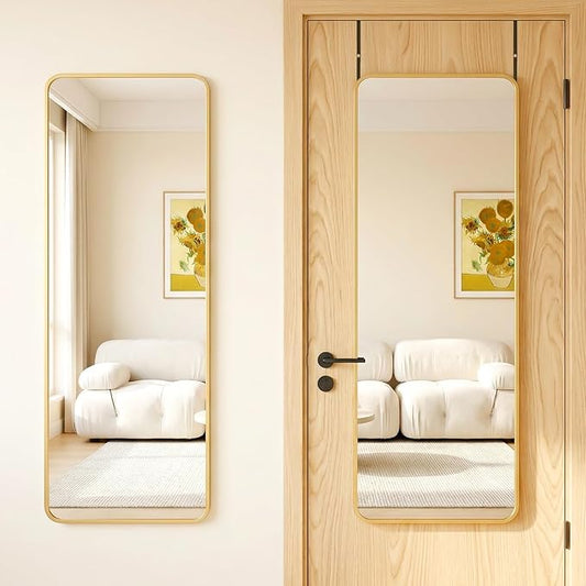 Antok 58"x20" Over the Door Mirror, Full Length Mirror Door Hanging