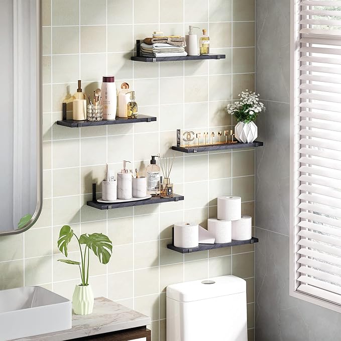 Fixwal Wall Shelves, Width 4.7 Inches Black Floating Shelves