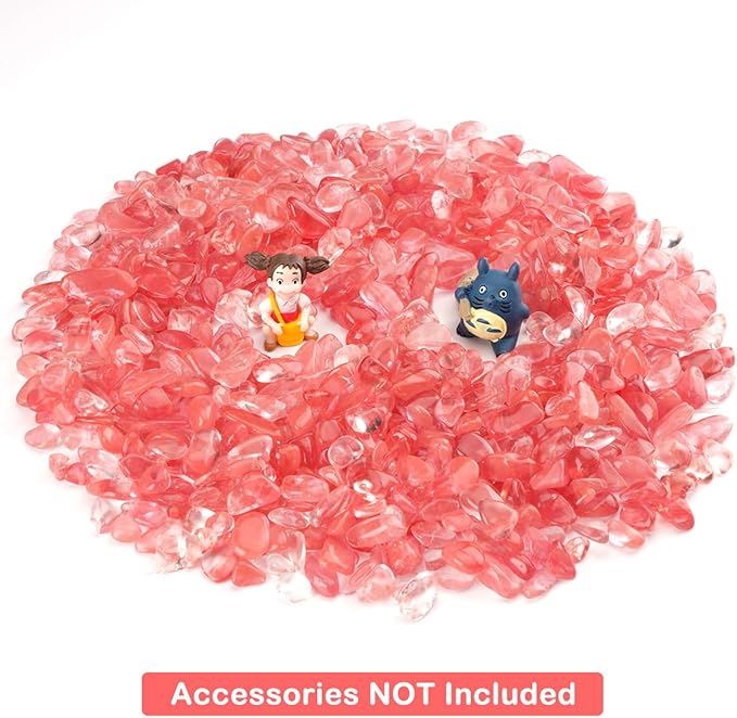 WAYBER Decorative Pebbles, 2 Lbs/920g (Fill 2 Cups) Pink Crystal Quartz Stones Irregular Rock Gravel for Aquarium Turtle Tank Decoration/Succulent Plant Landscape/Flowerpot Vase Ornament