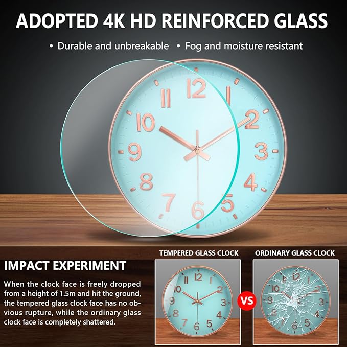 Wall Clocks Battery Operated, 12 Inch Non Ticking Digital Wall Clock, Silent