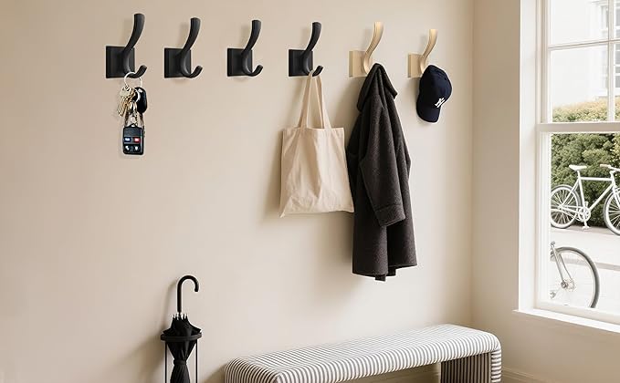 TOFIIGREM Gold Towel Hooks for Wall, Heavy Duty Thick Metal Bathroom Coat Hooks