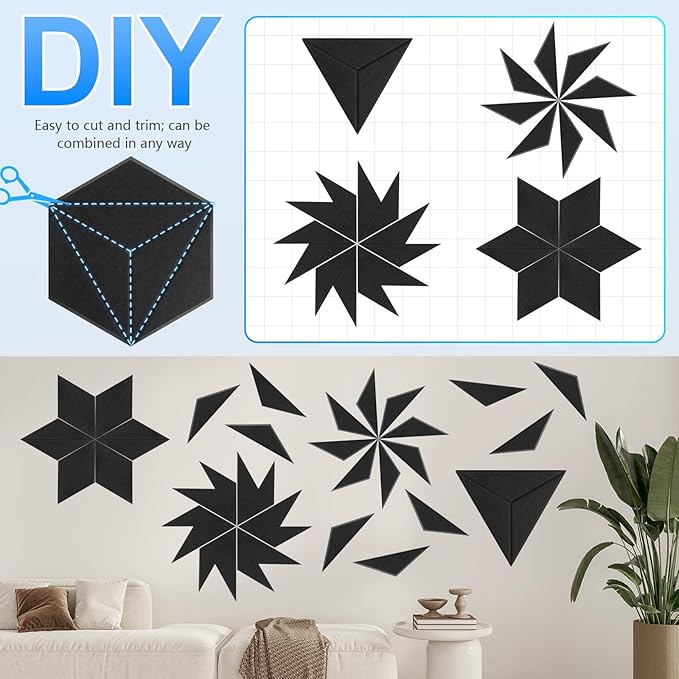 12 Pack Hexagon Acoustic Panels, DIY Sound Proof Foam Panels