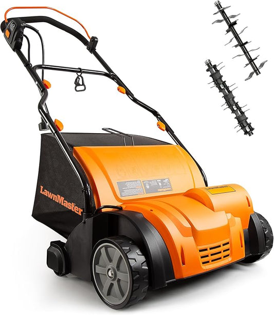 LawnMaster 15â 13 Amp Dethatcher and Scarifier with 10.5 Gallon Collection Bag-GV1314