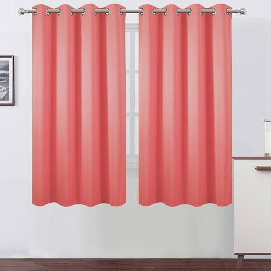 LEMOMO Coral Blackout Curtains 52 x 63 Inch Length/Set of 2 Curtain