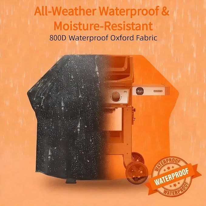 Heavy Duty Grill Cover for Weber Spirit 2 Series - All Weather 800D Oxford Fabric BBQ Cover for Spirit II E-210 E-310, Spirit 300 & 200 Series, Waterproof & Fade Resistant