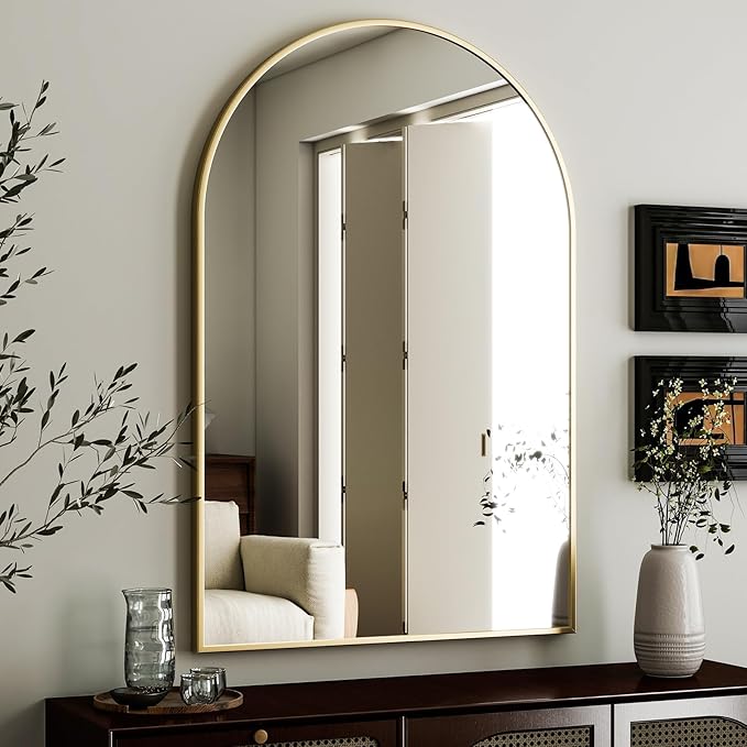 HARRITPURE Arched Wall Mirror – 24"x36" Arch Bathroom Mirror, Living Room Home