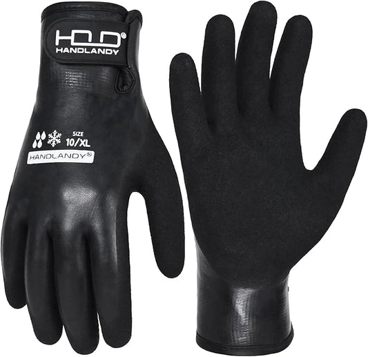AIGEVTURE Waterproof Winter Work Gloves Men,Cold Weather Insulated Work Gloves Thermal Liner Superior Grip Latex Coating Warm for Outdoor x-large