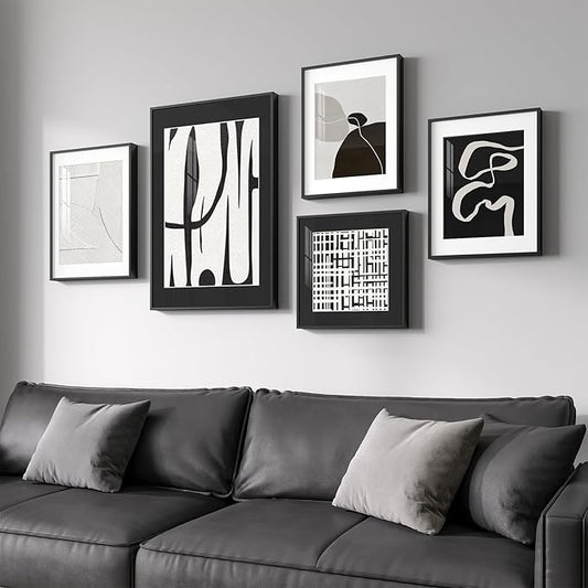 Framed Black and White Abstract Wall Art