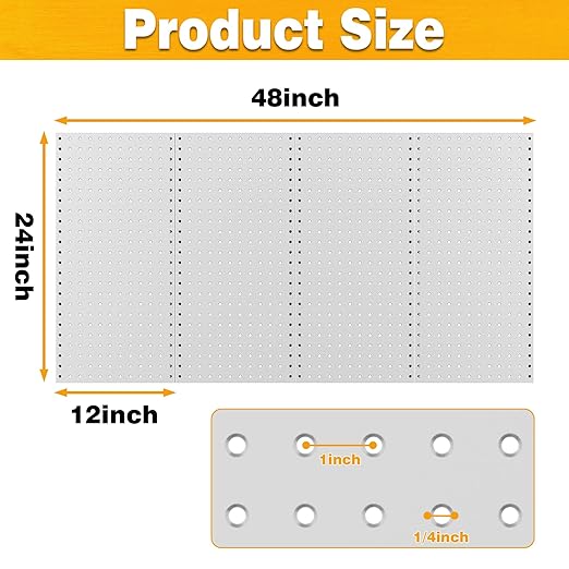 Pegboard Smith Metal Pegboard Panels 12" x 24", 4 Pack Grey Wall Mounted Tool
