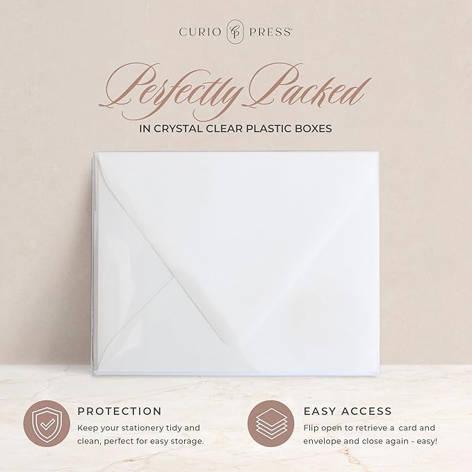 Curio Press Personalized Stationery for Women & Men - A2 Business Flat Thank You Cards with Custom Notecards, Personalized Note Cards with Envelopes and Name, Custom Stationery - Your Logo Flat