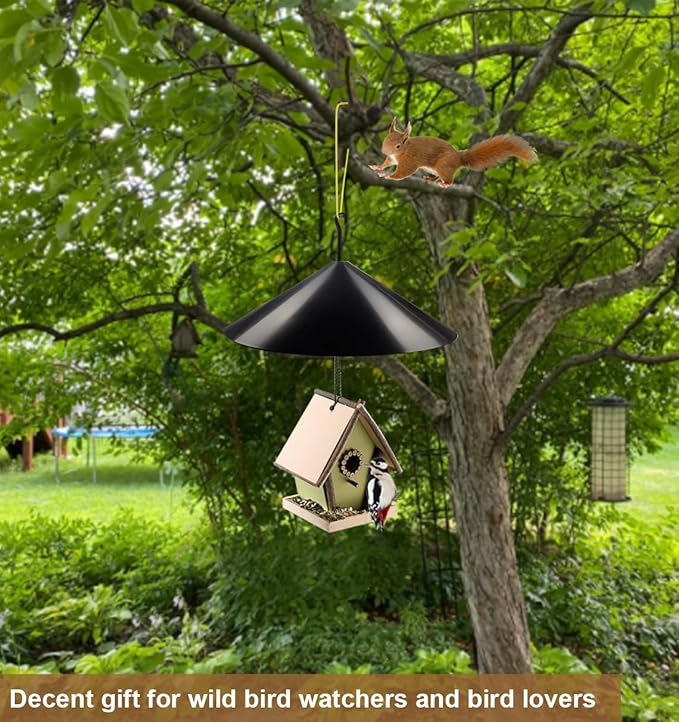 Garbuildman Squirrel Baffle for Bird Feeder Pole, Outside Hanging Mount Bird House Guard for Outdoor Shepherd’s Hook,19 Inch Diameter, 1 Pack