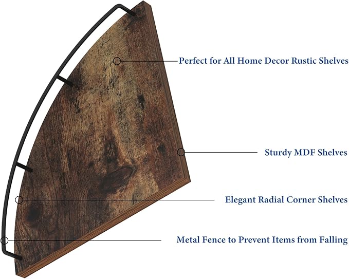 Trwcrt Corner Shelf Wall Mounted Set of 3, Floating Wall Shelves Rustic Wooden
